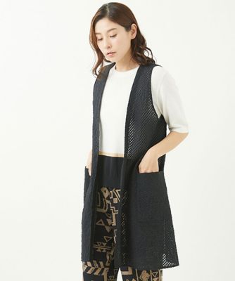 ［洗える］シースルーギンガム柄ロングジレ