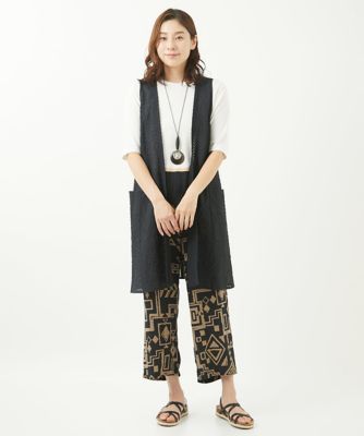 ［洗える］シースルーギンガム柄ロングジレ