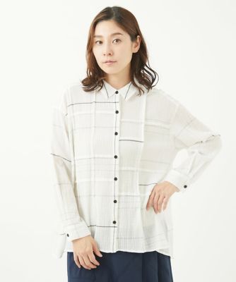 ＜GIANNI LO GIUDICE (Women)＞［洗える］ランダムチェックシュリンクブラウス