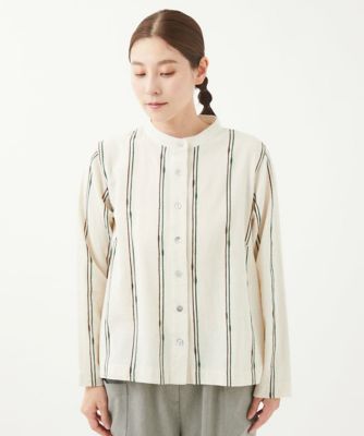 ［洗える］コットンフラックス刺繍ブラウス