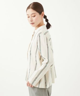 ［洗える］コットンフラックス刺繍ブラウス