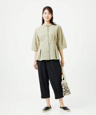 ［洗える］トライアングルレースブラウス