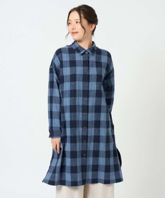 洗える・日本製］先染めブロックチェックロングブラウス | GIANNI LO