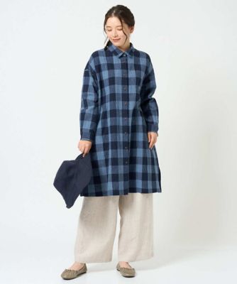 洗える・日本製］先染めブロックチェックロングブラウス | GIANNI LO
