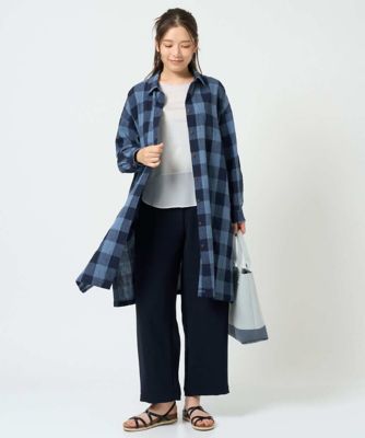 洗える・日本製］先染めブロックチェックロングブラウス | GIANNI LO