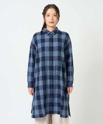 洗える・日本製］先染めブロックチェックロングブラウス | GIANNI LO