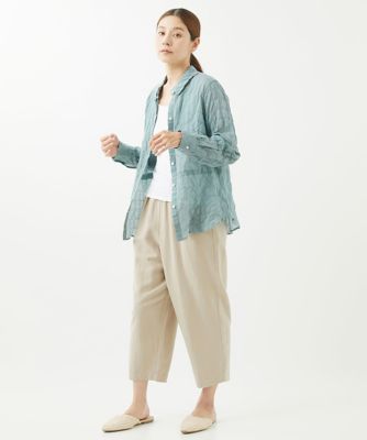 ［洗える］シャーリングストライプシャツブラウス