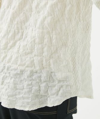 ［洗える］シャーリングストライプシャツブラウス
