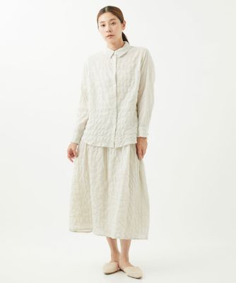 ［洗える］シャーリングストライプシャツブラウス