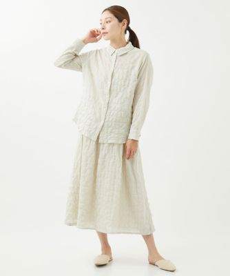 ［洗える］シャーリングストライプシャツブラウス