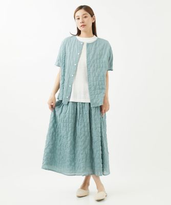 ［洗える］シャーリングストライプタックブラウス