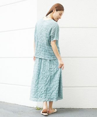 ［洗える］シャーリングストライプタックブラウス