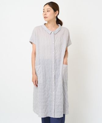 ［洗える］シャーリング無地ロングブラウス