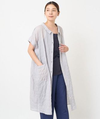 ［洗える］シャーリング無地ロングブラウス