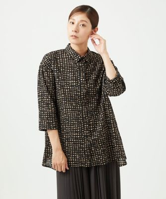 ＜GIANNI LO GIUDICE (Women)＞［洗える・日本製］ミラクルウェーブブロックプリントブラウス
