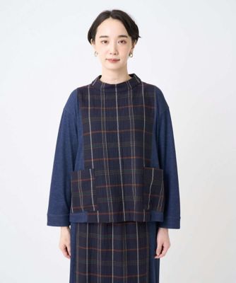 洗える・日本製］二重織チェックプルオーバーブラウス | GIANNI