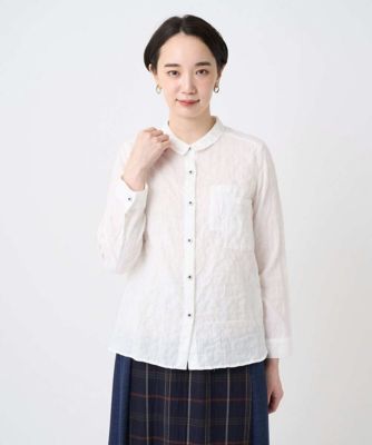 ＜GIANNI LO GIUDICE (Women)＞［洗える・日本製］ヘリンボンシャーリングブラウス