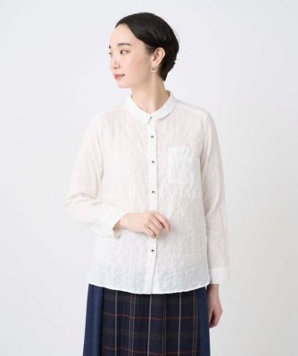 ジャンニ・ロ・ジュディチェ（GIANNI LO GIUDICE）/[日本製]ヘリンボンシャーリングブラウス 洗える・日本製］ヘリンボンシャーリングブラウス | GIANNI LO GIUDICE