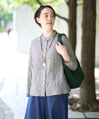 洗える・日本製］ヘリンボンシャーリングブラウス | GIANNI LO GIUDICE