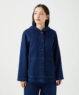 洗える］二重織ガーゼデニム製品染めフード付きブルゾン | GIANNI LO