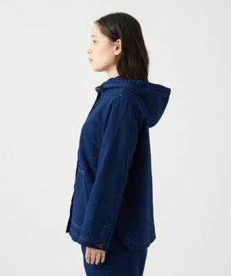 洗える］二重織ガーゼデニム製品染めフード付きブルゾン | GIANNI LO