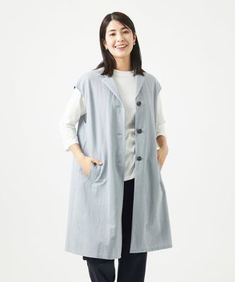 ［洗える］コットンナイロンカノコ編みロングジレ