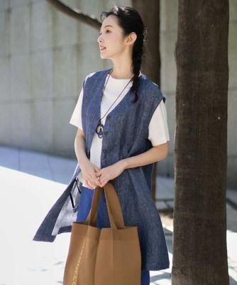 【GIANNI LO GIUDICE】リネンフレンチタートルネックカットソー 洗える］デニム調リネンジレ | GIANNI LO GIUDICE (Women)/ジャンニロ