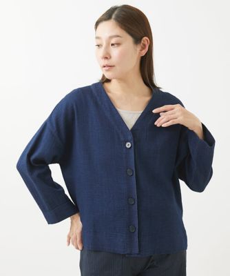 ［洗える］二重織ガーゼデニムショートジャケット