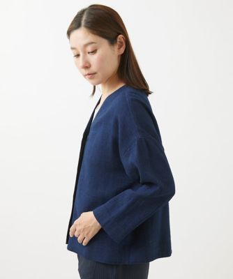［洗える］二重織ガーゼデニムショートジャケット
