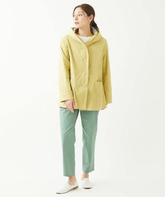 配色メモリータフタフーディーブルゾン