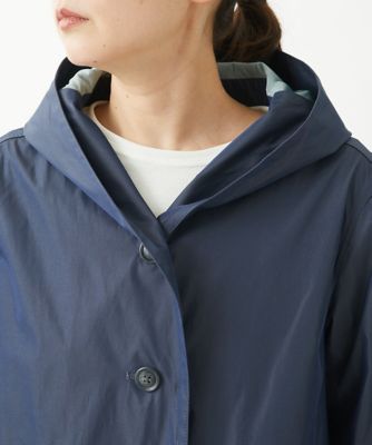 配色メモリータフタフーディーブルゾン