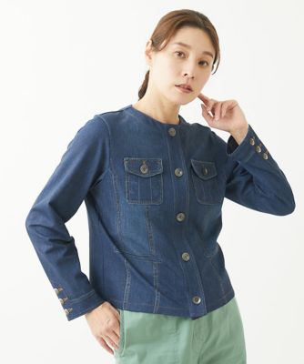 ［洗える］デニム柄転写プリントジャケット