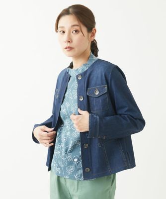 ［洗える］デニム柄転写プリントジャケット