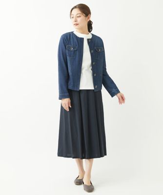 ［洗える］デニム柄転写プリントジャケット