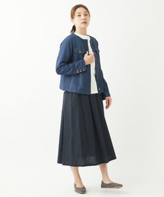 ［洗える］デニム柄転写プリントジャケット