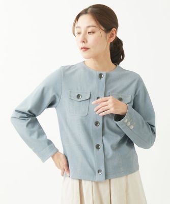 ［洗える］デニム柄転写プリントジャケット