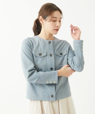 ［洗える］デニム柄転写プリントジャケット