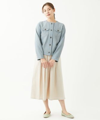 ［洗える］デニム柄転写プリントジャケット