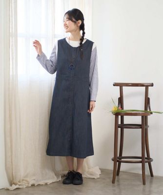 ＜GIANNI LO GIUDICE (Women)＞［洗える］スラブシャンブレーデニムジャンパースカート