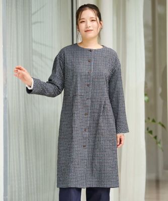 日本製］コットンウールギンガムチェックシャツワンピース | GIANNI LO