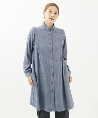 ［洗える］先染めストライプロングブラウス
