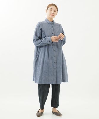 ［洗える］先染めストライプロングブラウス