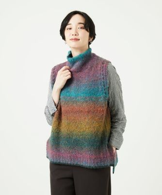 GIANNI LO GIUDICE (Women)/ジャンニロジュディチェ カスリブークレニットベスト 35グリーン×ブルー系 トップス【三越伊勢丹/公式】