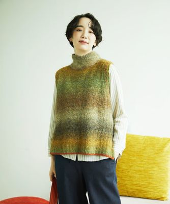 GIANNI LO GIUDICE (Women)/ジャンニロジュディチェ カスリブークレニットベスト 84ベージュ×オレンジ系 トップス【三越伊勢丹/公式】