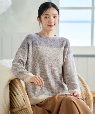 3181U【モヘヤ混・ＸＬ】シュプリーム☆ワンポイント刺繍ロゴ ニット セーター ミックスヤーンニット | GIANNI LO GIUDICE (Women)/ジャンニロ