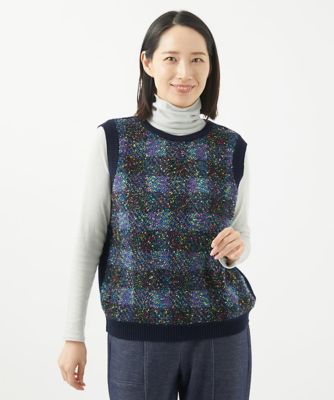 日本製］ファンシーチェックジャガードニットベスト | GIANNI LO