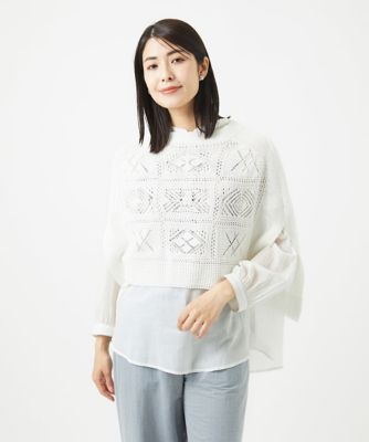 ＜GIANNI LO GIUDICE (Women)＞［日本製］コットンレース編みニットポンチョ風ベスト