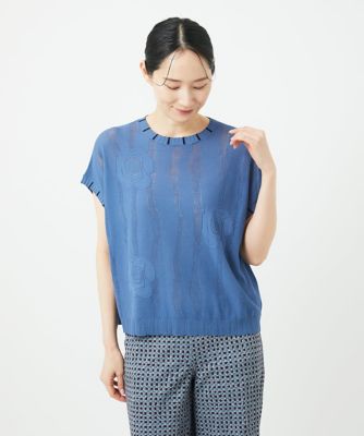［洗える］アイレットフラワーニットベスト