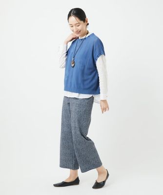 ［洗える］アイレットフラワーニットベスト