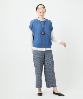 ［洗える］アイレットフラワーニットベスト